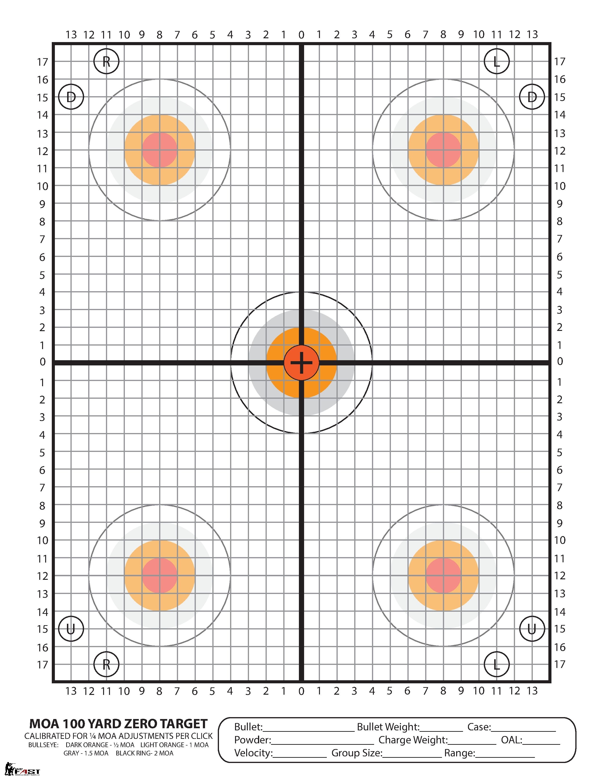 100 Yard Rifle Zeroing Target Images