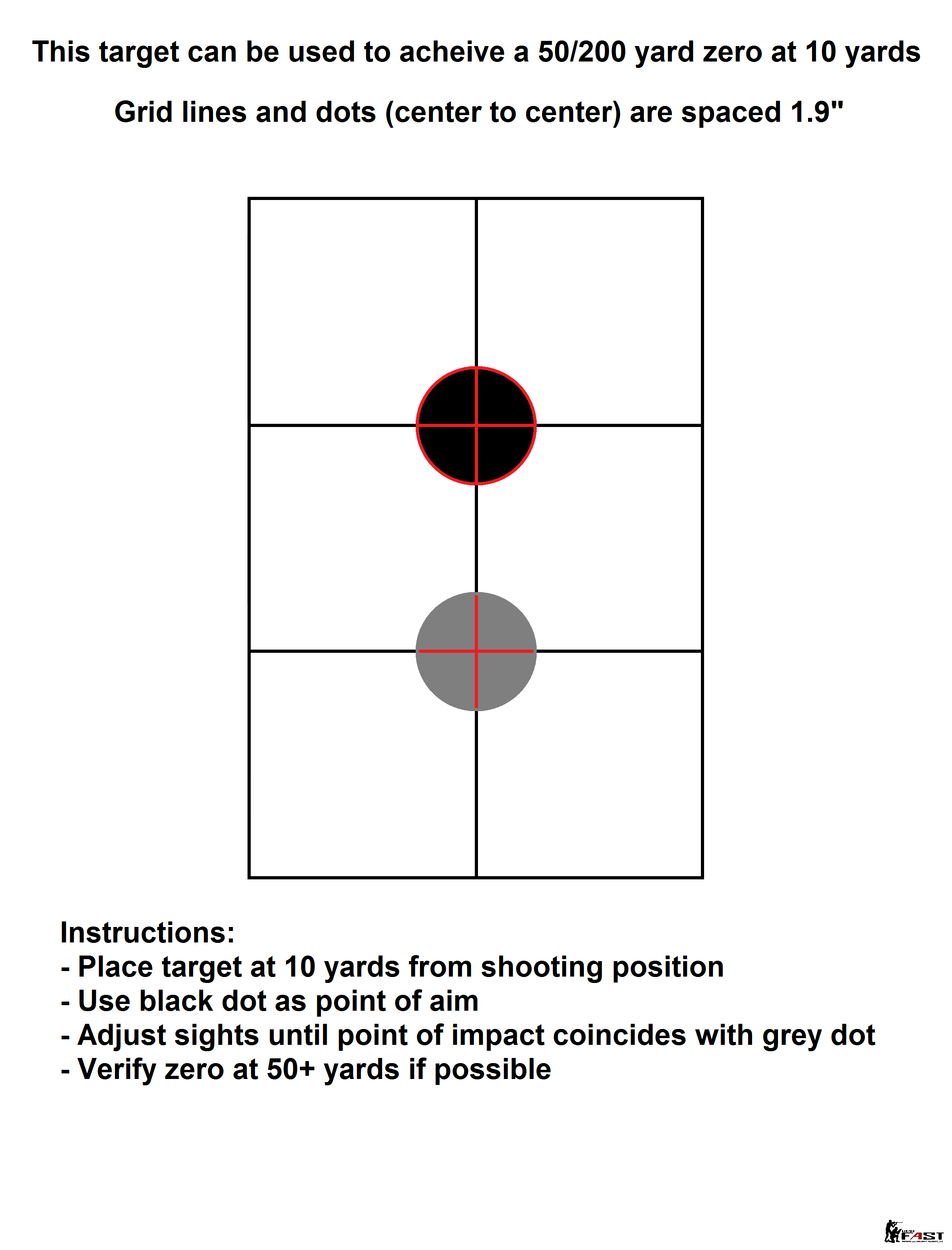 Ar 15 50 Yard Zero UPDATED Zero Targets Optimized for Red Dot Style